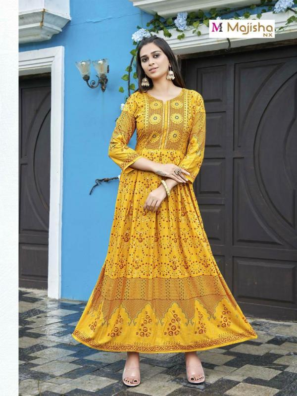 Majisha Nx Angoori 2 Fancy Wear Long Rayon  Anarkali Kurti Collection